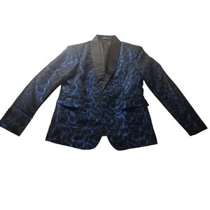 Mage Male Sz M Floral Jacquard Blazer Satin Lapel Party Jacket‎ Statement